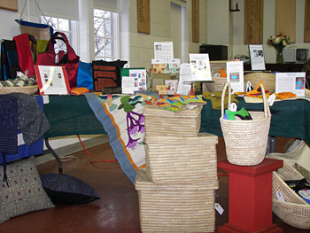 Bluetree Studios exhibited baskets made by artists in Ghana and Fair World Marketplace displayed fair trade products.